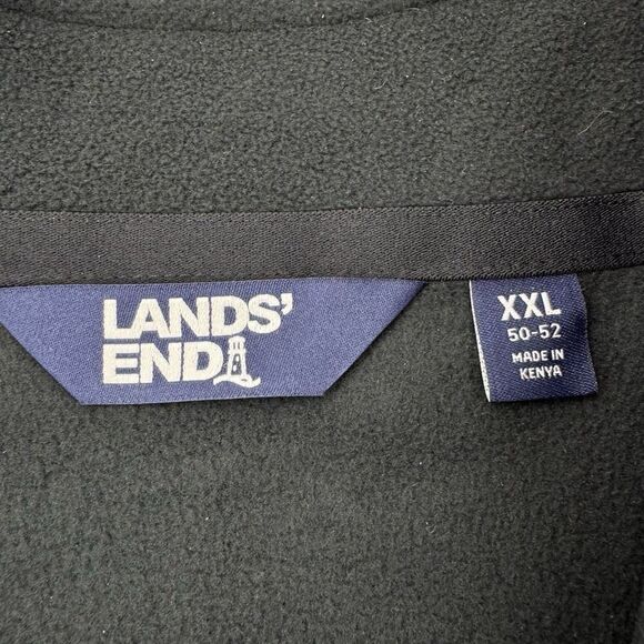 Lands’ End Men’s Black Fleece Full Zip Vest Size XXL 50-52 Sleeveless - Picture 2 of 6